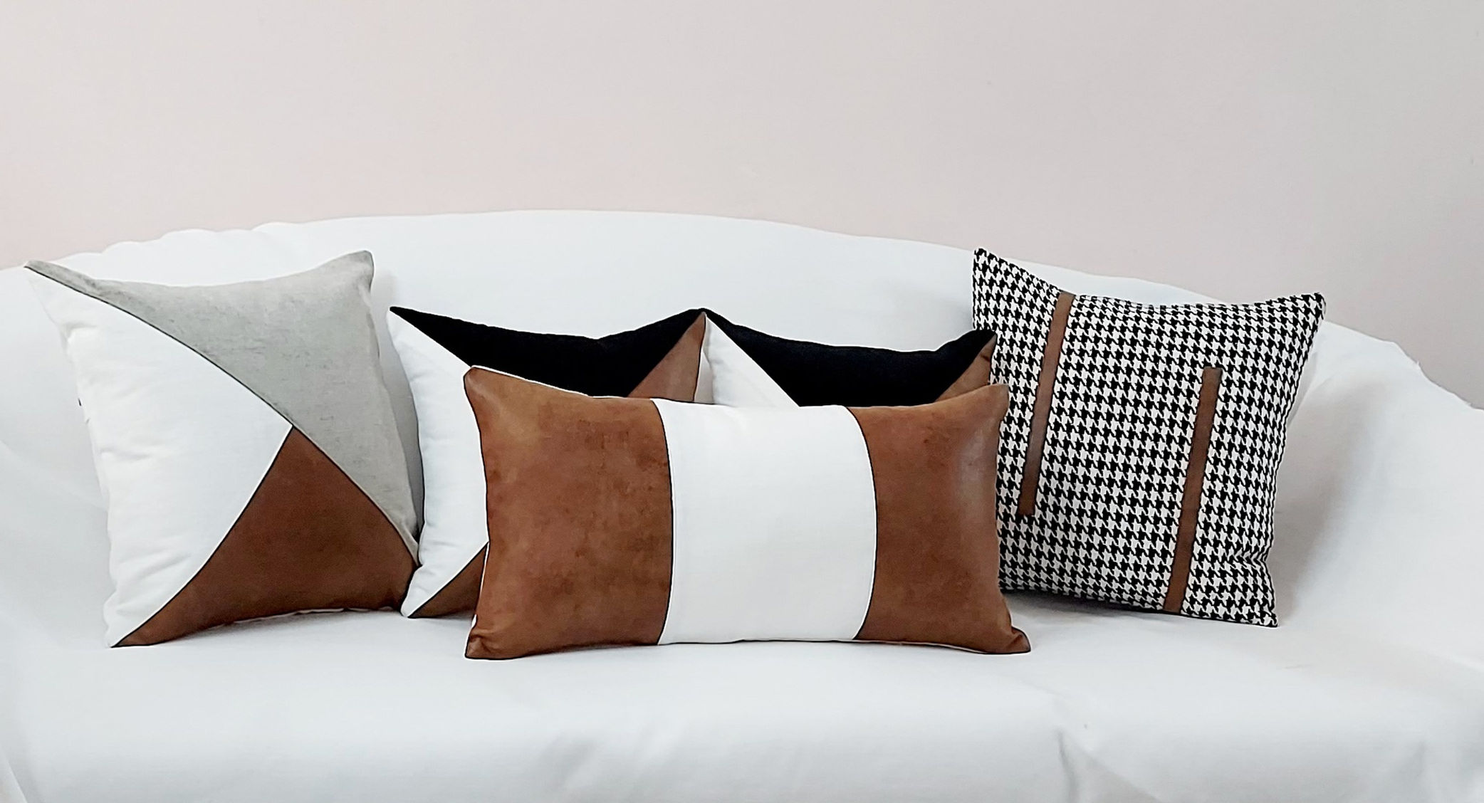 Scandinavian Colour Block Cushion Cover Combo- Set of 5
