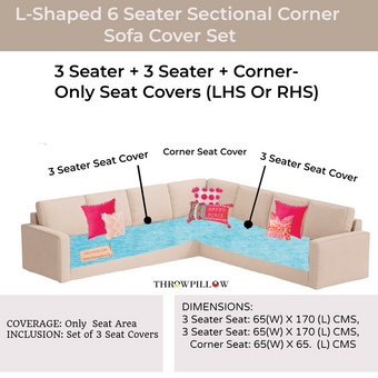 Ice Blue L Shape Corner Sofa Cover, Luxe Solid Sofa Cover