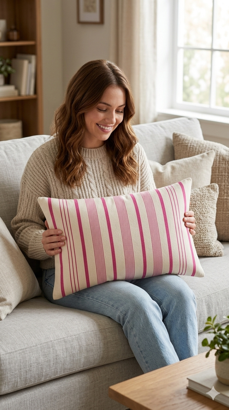 Thumbnail: cotton striped cushion cover Rectangular Cushion Cover 14x30 Inches