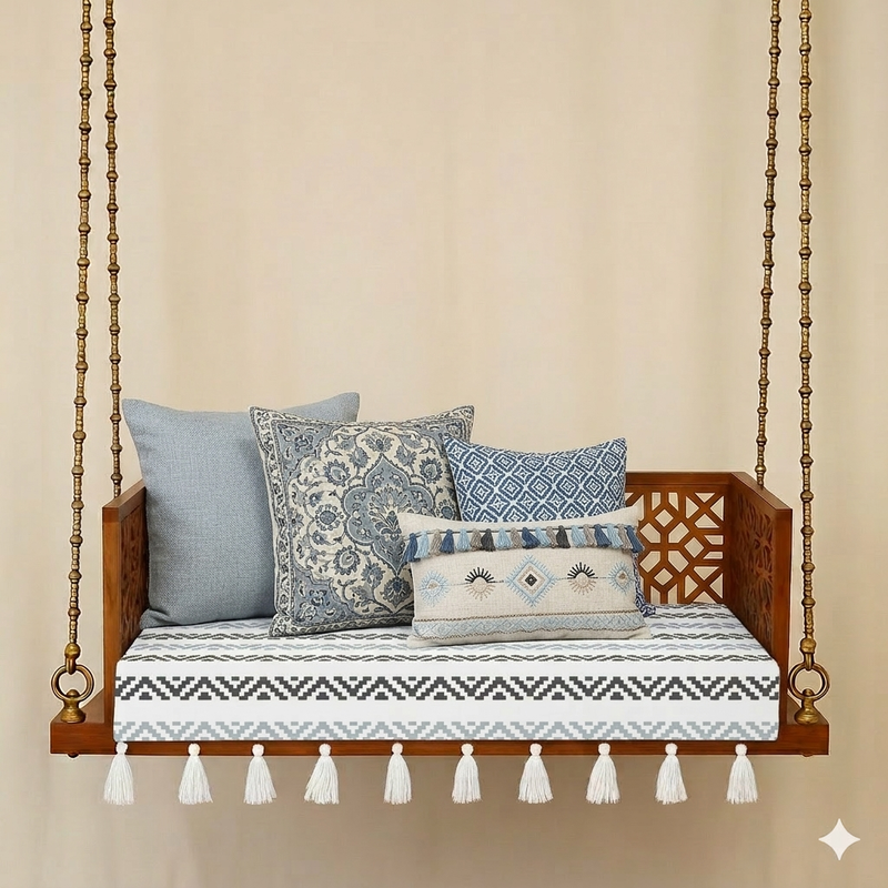 Thumbnail: Swing Seat Cover |2.5 Ft Single Seater Swing Jhoola|Herringbone Neutral Cover