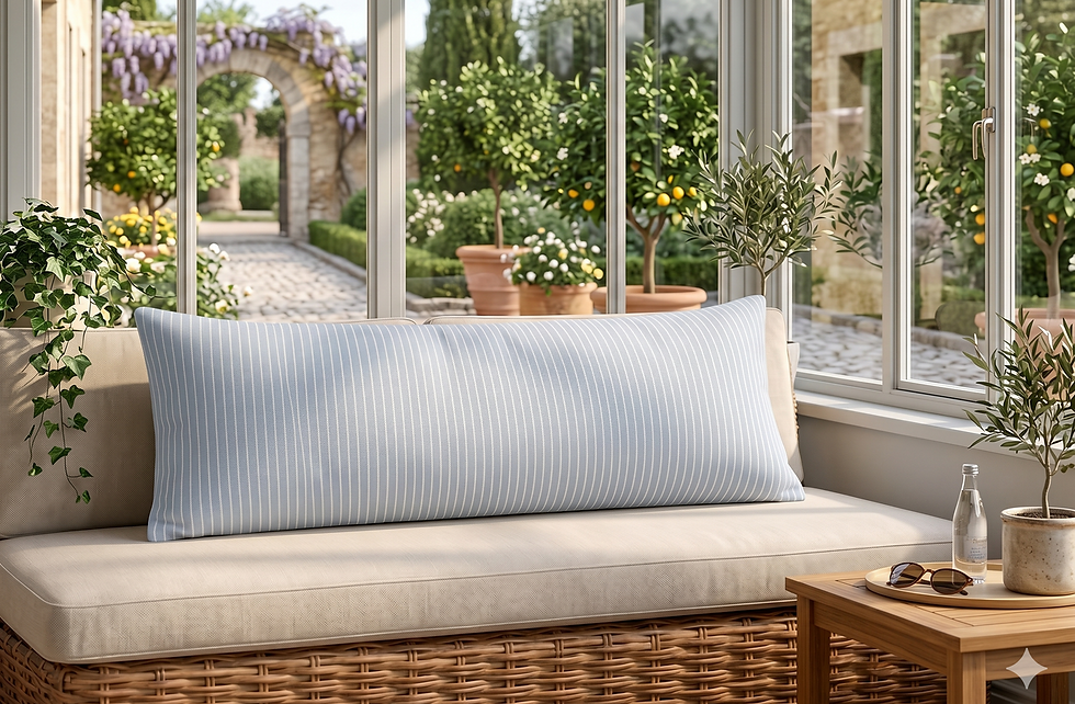 Thumbnail: Blue Striped Coastal Rectangular Full Body Bed Pillow Cover 12x48 Inches