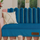 Sīktēls: 3 Seater Sofa Cover With Tassels:Teal Blue Moroccan Embroidered Back Cover