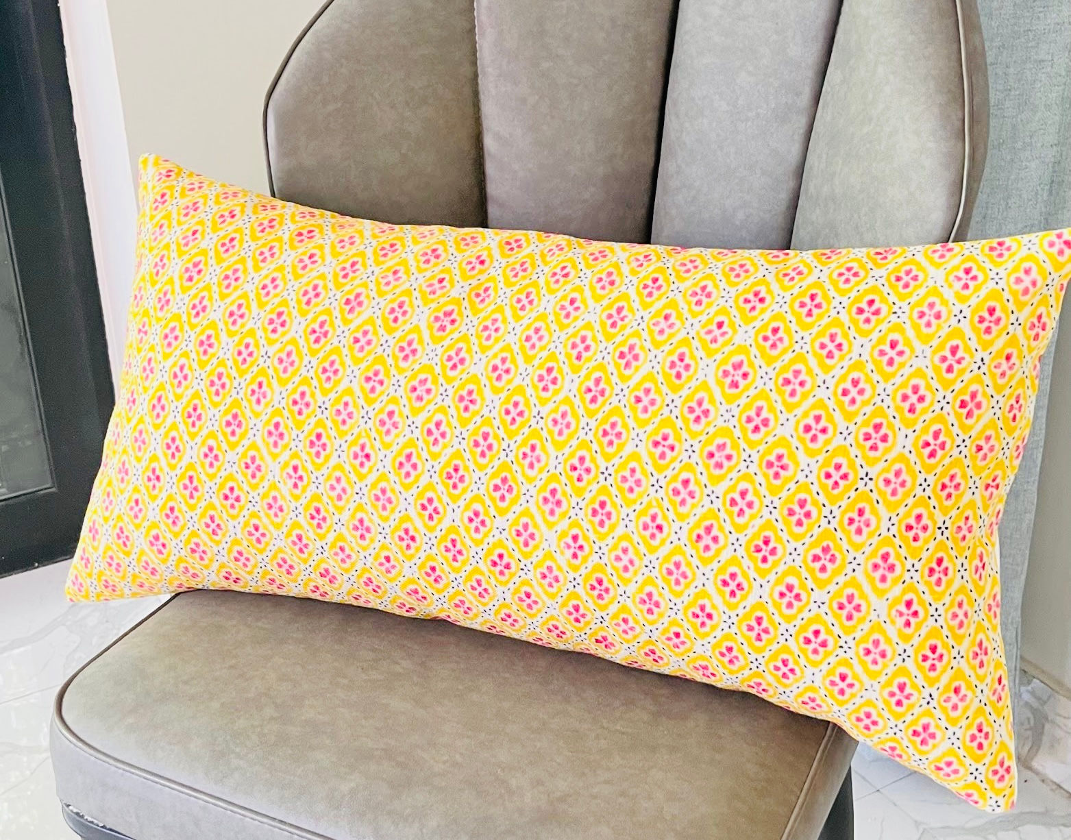 Pink Floral Cushion Cover