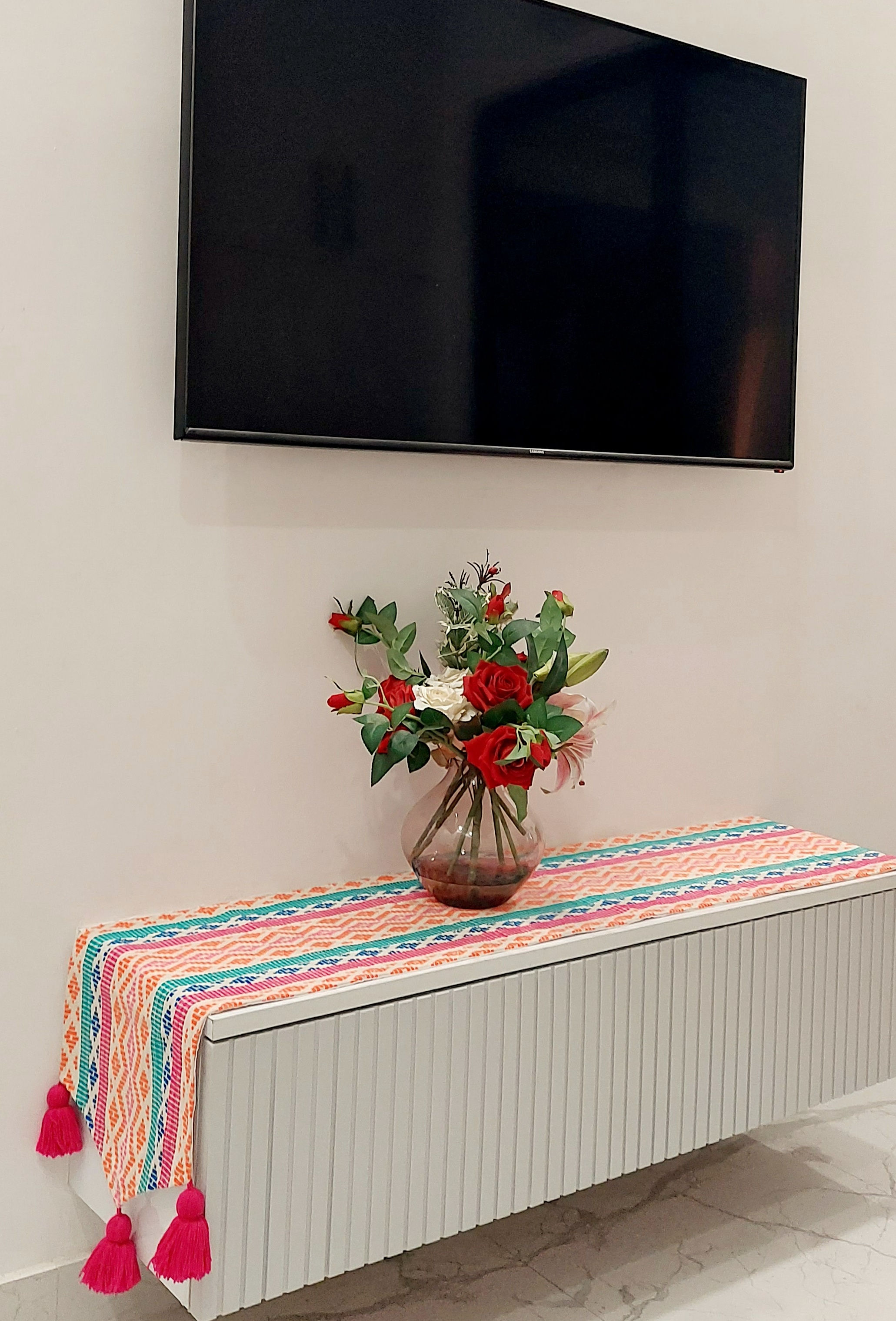 Rainbow Multicolored TV Console Unit Runner Diwali Festival Decor