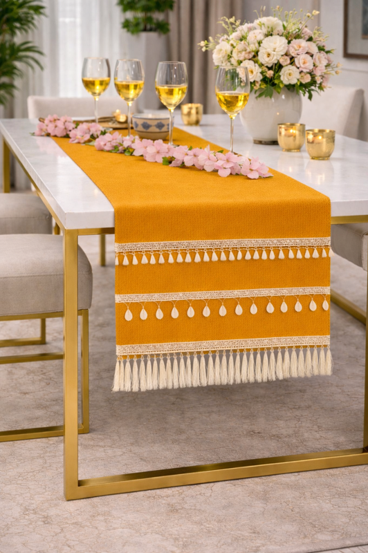 サムネイル： Ocher Table Runner |Nightsocherd, Bed Side Table Cabinet