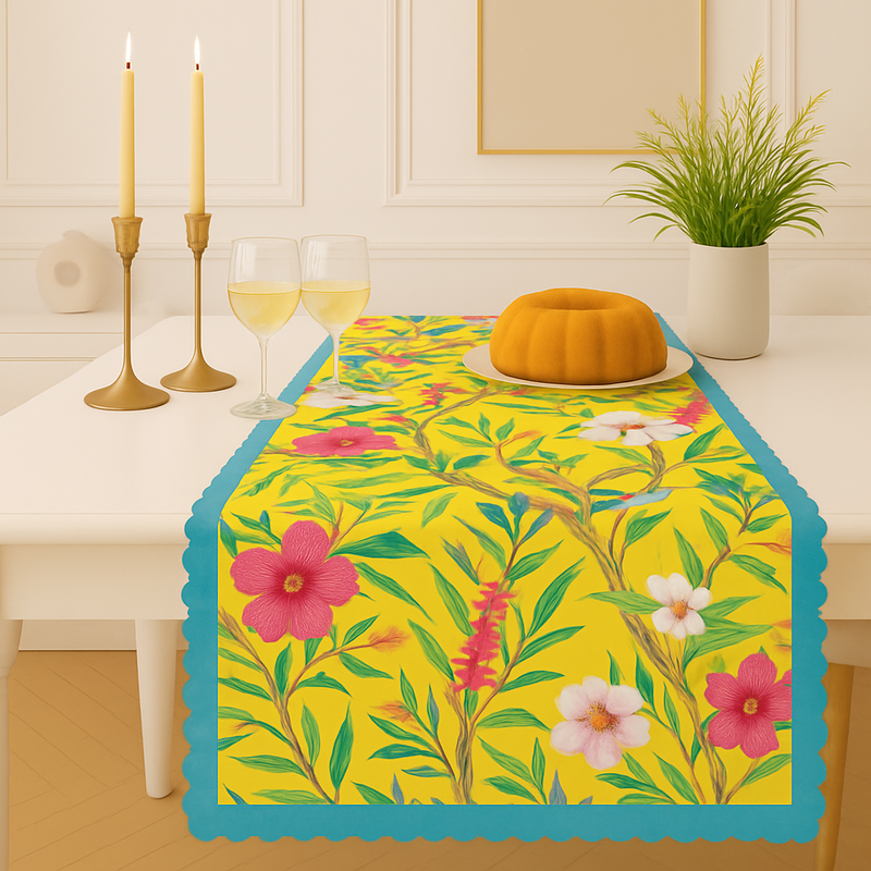 Миниатюра: Yellow Floral Multicoloured Table Runner Coffee Table, Living Room Sofa Table