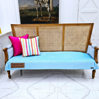Ice Blue L Shape Corner Sofa Cover, Luxe Solid Sofa Cover
