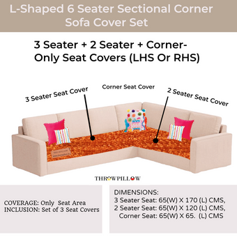 Orange L Shape Corner Sofa Cover, Luxe Solid Sofa Cover