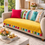 Thumbnail: 3 Seater Sofa Cover With Tassels: Light Yellow Bohemian Embroidered Back Cover