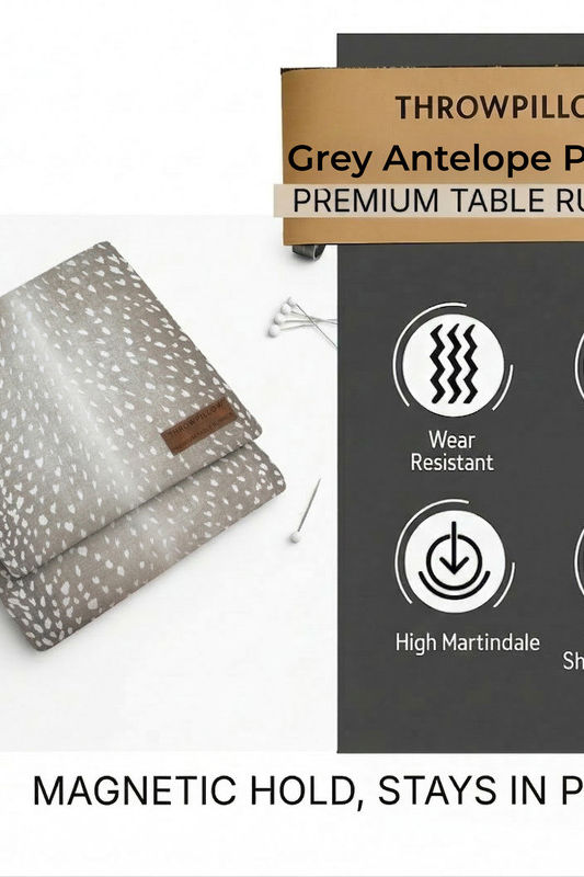 サムネイル： Grey Antelopeprint Table Runner |Nightstand, Bed Side Table Cabinet