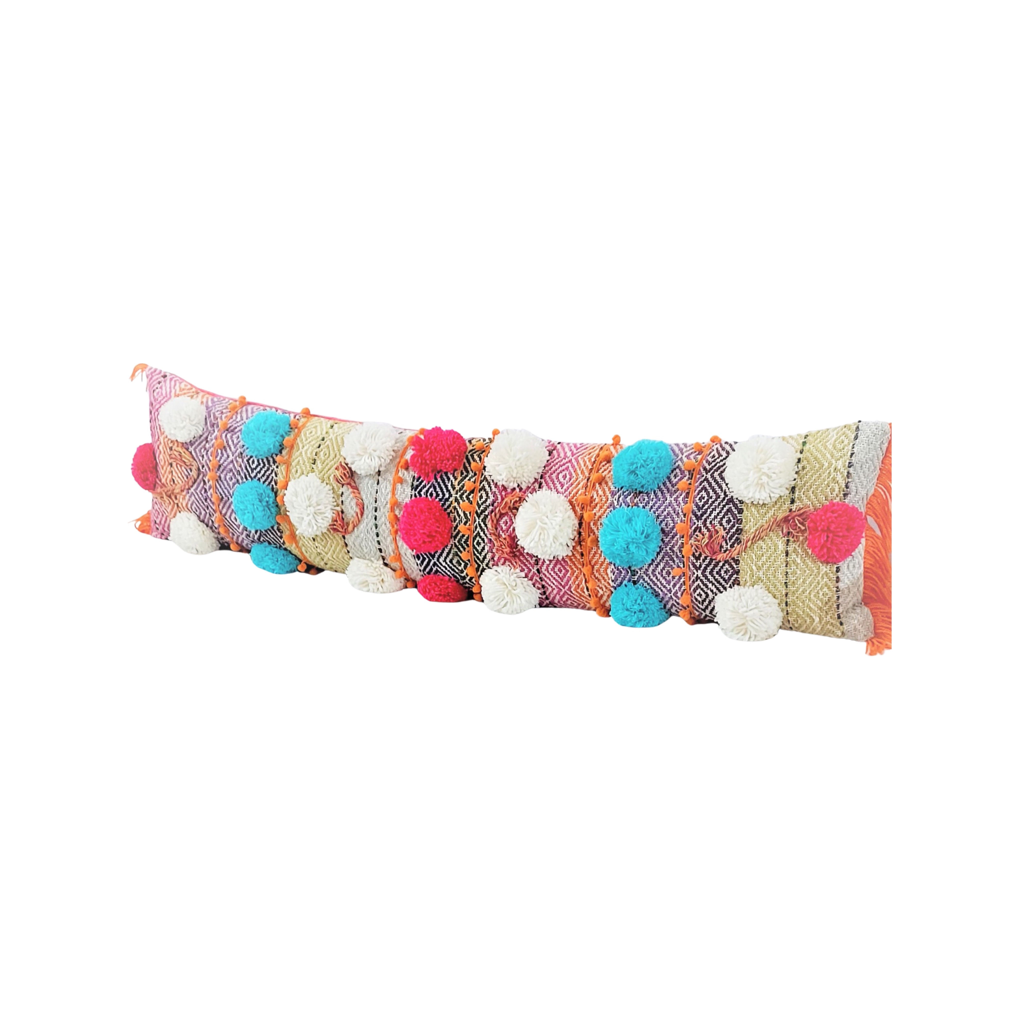Bohemian Extra Large Pom Pom Pillow for a Free-Spirited Vibe