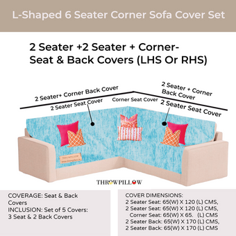 Ice Blue L Shape Corner Sofa Cover, Luxe Solid Sofa Cover