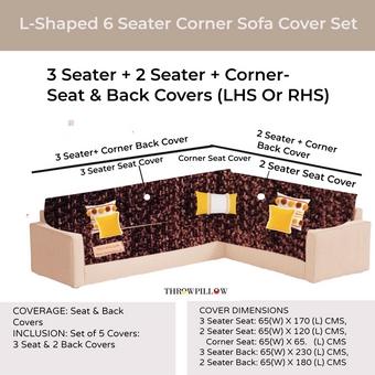 Dark Brown L Shape Corner Sofa Cover, Luxe Solid Sofa Cover
