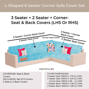 Ice Blue L Shape Corner Sofa Cover, Luxe Solid Sofa Cover