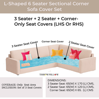 Ice Blue L Shape Corner Sofa Cover, Luxe Solid Sofa Cover