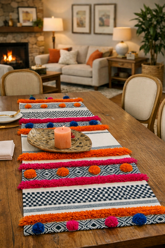 Thumbnail: Bohemian Multicoloured Table Runner Coffee Table, Living Room Sofa Table
