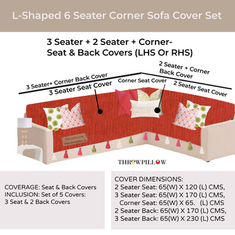 Thumbnail: L-Shaped Corner Sofa Cover, Solid Red Sofa Cover With Tassels
