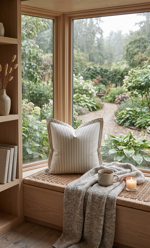 Miniatyrbild: linen striped Flanged cushion cover  Square Sofa Cushion Cover 12x12 Inches