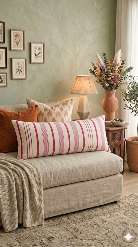 Μικρογραφία: cotton striped cushion cover Rectangular Cushion Cover 14x36 Inches