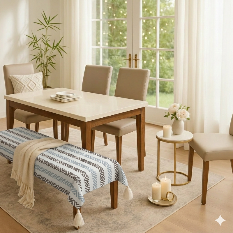 Thumbnail: Bench Cover 2.5 Ft Single Seater Bench/ Bench|Herringbone Neutral Bench Cover