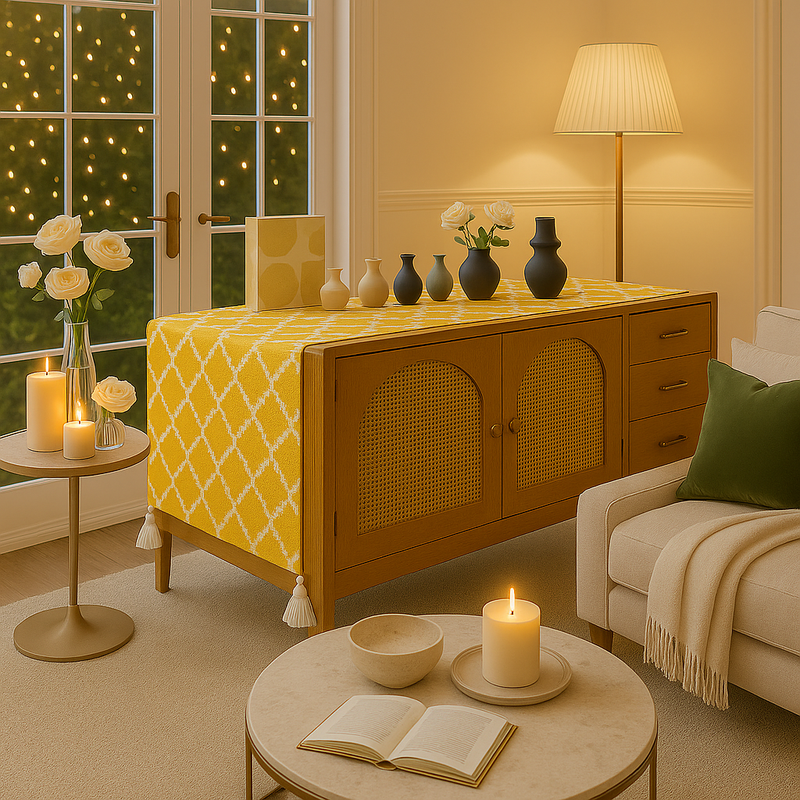 Thumbnail: Yellow Diamond Multicoloured Table Runner Coffee Table, Living Room Sofa Table