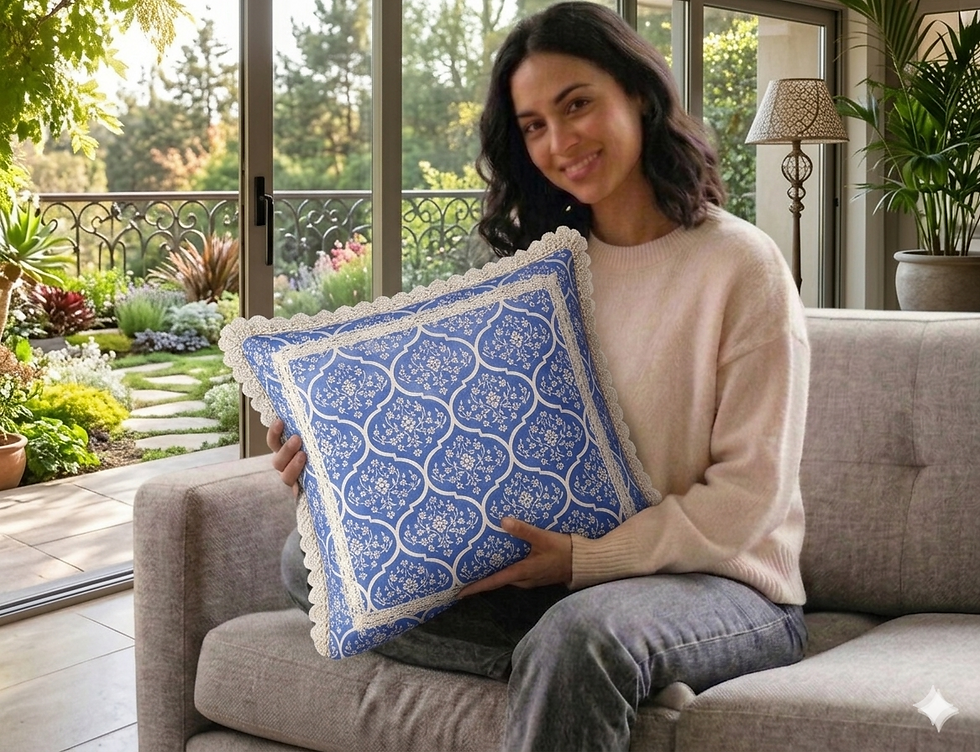 Miniatiūra: Blue Moroccan Cushion Cover Large Square Cushion Cover 20x20 Inches