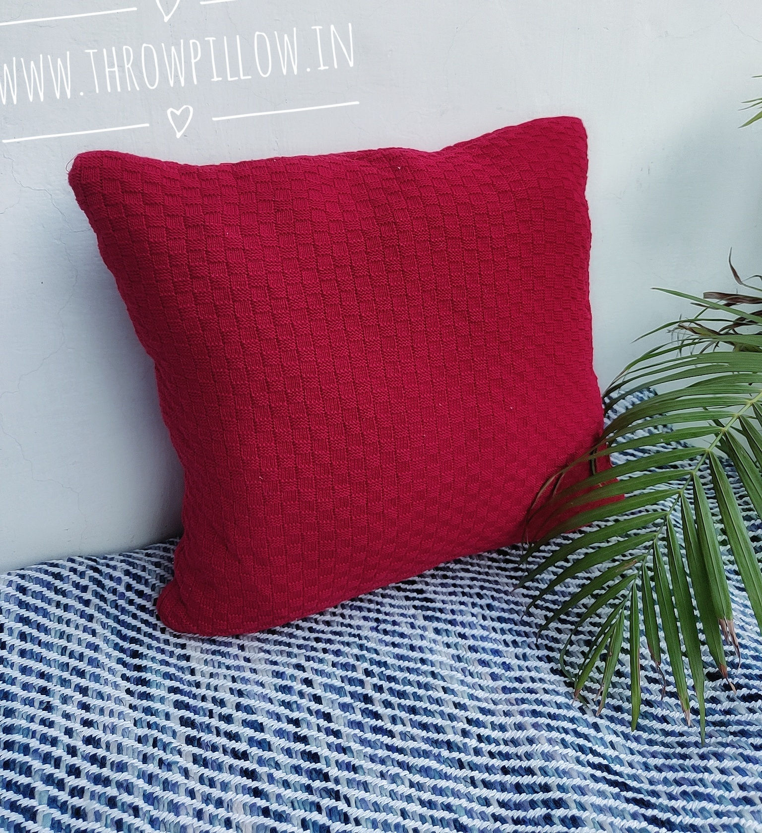 Red Knitted Cushion Cover