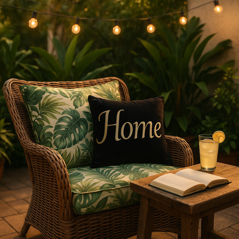 Thumbnail: Golden Home Embroidered Black Rectangular Cushion Cover with Filler 12x18 Inches