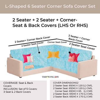 Ice Blue L Shape Corner Sofa Cover, Luxe Solid Sofa Cover