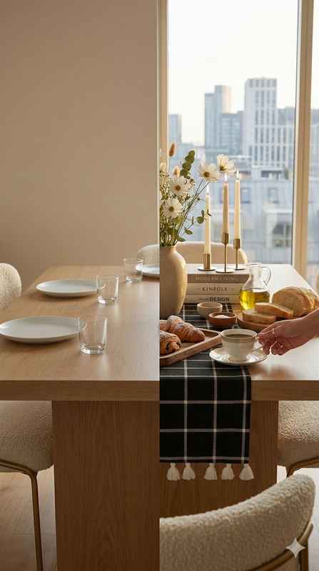 Thumbnail: Scandinavian Black Cotton Table Runner |Dresser Drawer Cabinet Entry Console