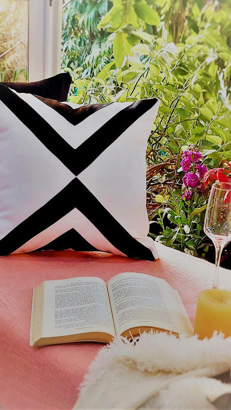 Thumbnail: Black White Chevron Geometric Scandinavian  Square Sofa Cushion Cover 18x18 Inch
