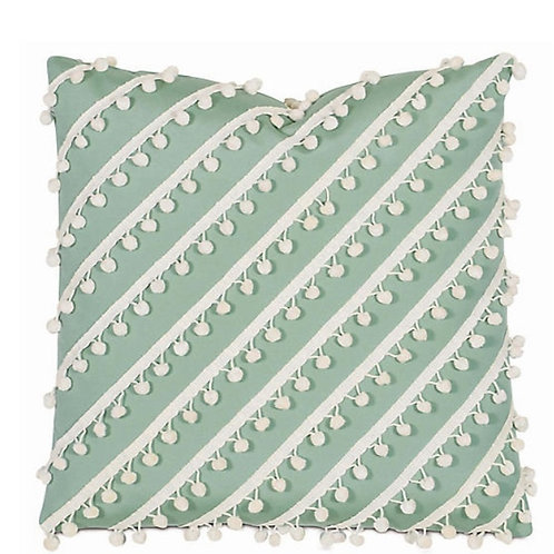 Light Green Manhattan Pom Pom Cushion Cover