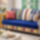 Blue Boho Sofa Cover With Tassels � 4-Seater (2+1+1 Sofa Set)