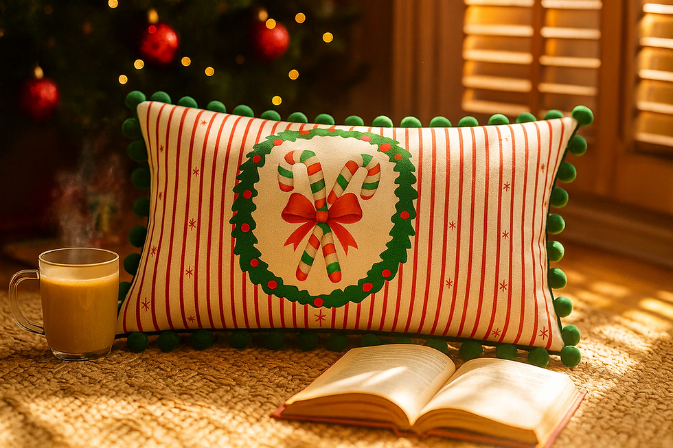 Indexkép: Christmas Red Green Stripe Pom-Pom Decor Rectangular Cushion Cover 12x18 Inches