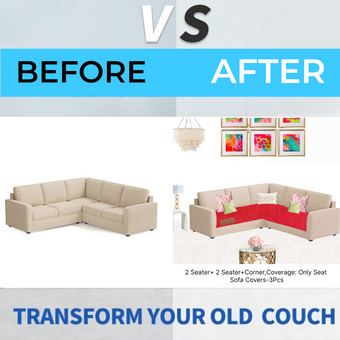 Red L Shape Corner Sofa Cover, Luxe Solid Sofa Cover