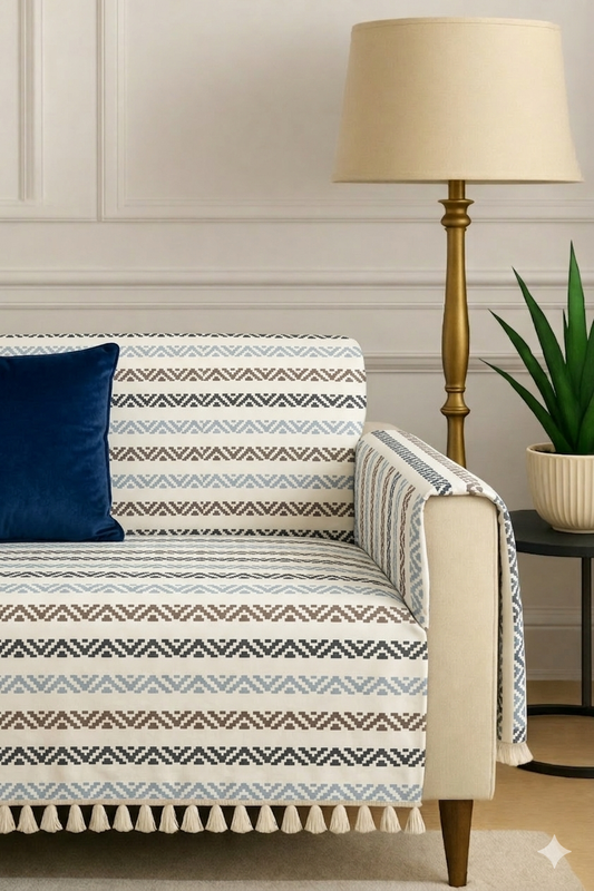Thumbnail: Set Of 2 Arm Rest Covers|Herringbone Neutral Sofa Arm Covers |Hand Rest Covers
