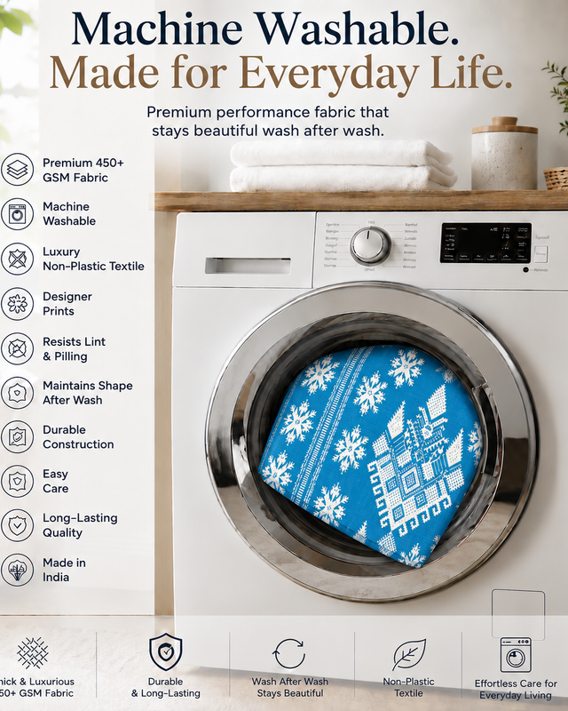 Thumbnail: Fridge Cover French Door 400+L|Corner Tassel & Pocket|Blue Alpine  Cover