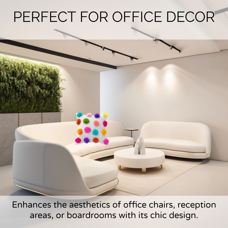 Thumbnail: Boho Multicolour Pom Pom Cushion Cover  Square Sofa Cushion Cover 14x14 Inches