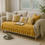 الصورة المصغرة: Mustard 4 Seater Sofa Cover With Pleats |Anti-Slip Slipcover for Living Room