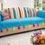 Thumbnail: 3 Seater Sofa Cover With Tassels:Cerulean Blue Bohemian Embroidered Back Cover