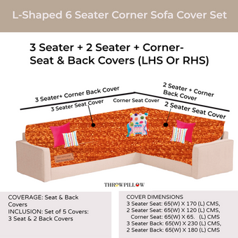 Orange L Shape Corner Sofa Cover, Luxe Solid Sofa Cover