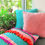 Μικρογραφία: Boho Savannah Blush & Mint  Multicolored Pink PomPom Orange Tassel Cushion Cover