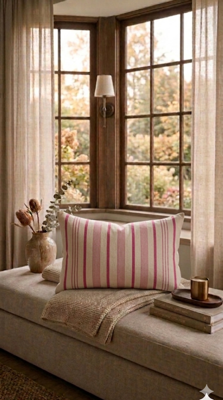 Thumbnail: cotton striped cushion cover Rectangular Cushion Cover 14x24 Inches