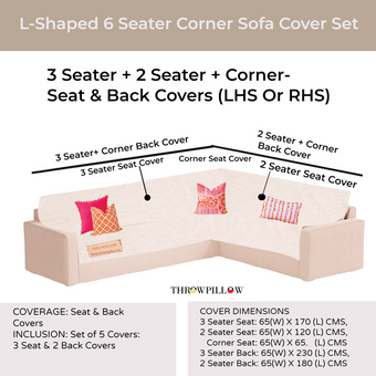 Neutral L Shape Corner Sofa Cover, Luxe Solid Sofa Cover