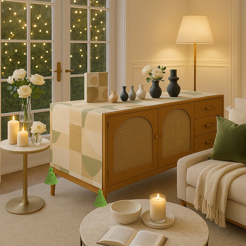 الصورة المصغرة: Abstract Harmony Multicoloured Table Runner Coffee Table, Living Room Sofa Table