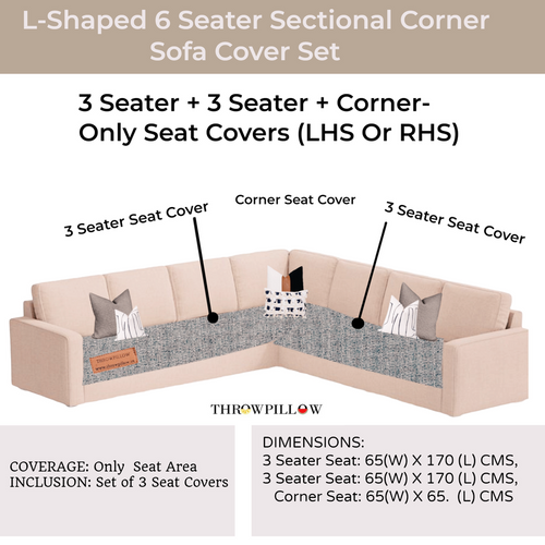 Light Grey L Shape Corner Sofa Cover, Luxe Solid Sofa Cover