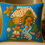 Μικρογραφία: Gingerbread Blue Printed Holiday Scene Decor Square Cushion Cover 16x16 Inches
