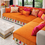 Thumbnail: LShape 5 Seater Sofa Cover With Tassels Orange 2 Seater + 2 Seater + 1 Corner