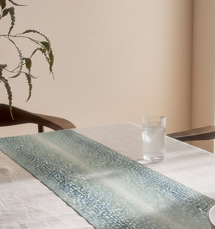 Indexkép: Dusty Blue Antelope Print Table Runner Coffee Table, Living Room Sofa Table