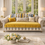 Miniatura: Mustard Bohemian 3 Seater Sofa Cover With Tassel|3 Seater Seat Tassel Sofa Throw